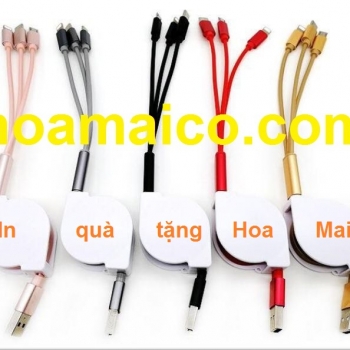 Cáp sạc 3 đầu - Cáp sạc dây rút