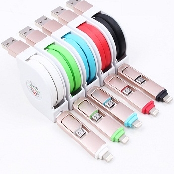 Cáp sạc đa năng 2 in 1 - Cáp rút 2 đầu (Đầu vuông)