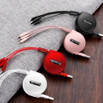 Cáp sạc đa năng dây rút 3 đầu cao cấp